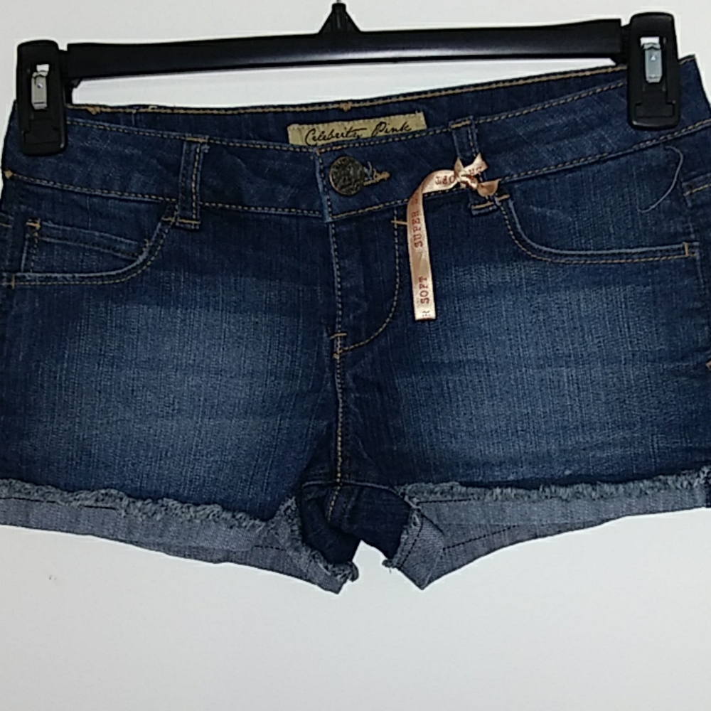 Celebrity Pink Navy Blue Dark Denim Jr Short Sz 3